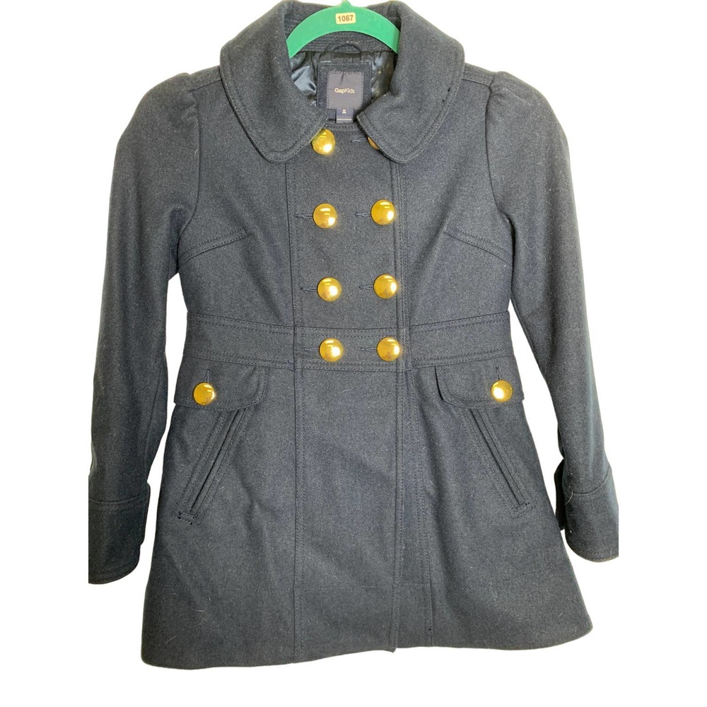 Gap Kids Girls Navy Preppy Pea Coat with Gold Buttons Sz M (8)